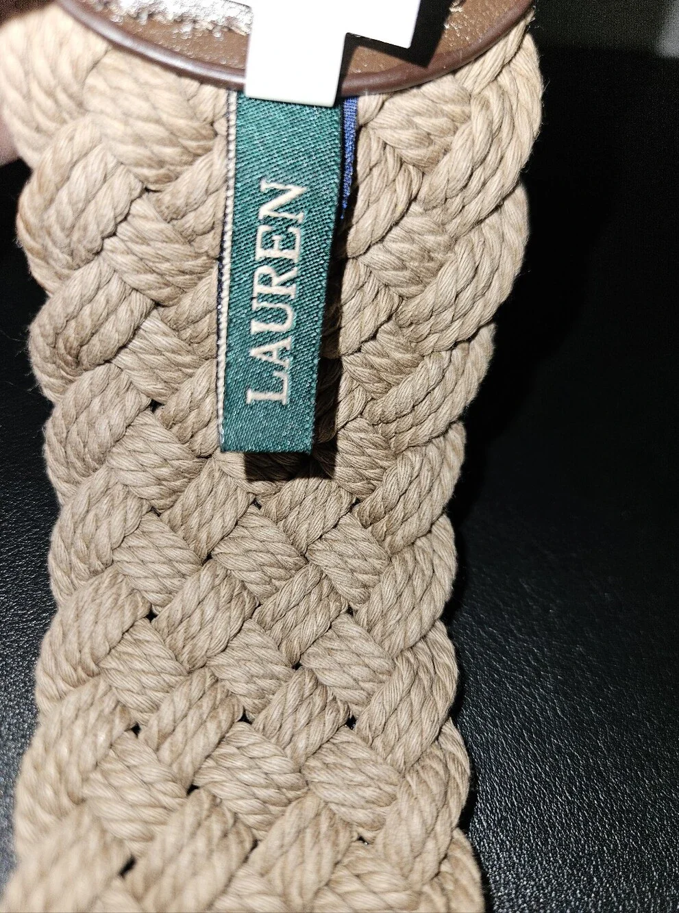 Vintage 90s Lauren Ralph Lauren Boho Macrame' Braided Statement Belt Natural S